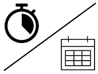 graphical icons representing a stopwatch and a calendar
