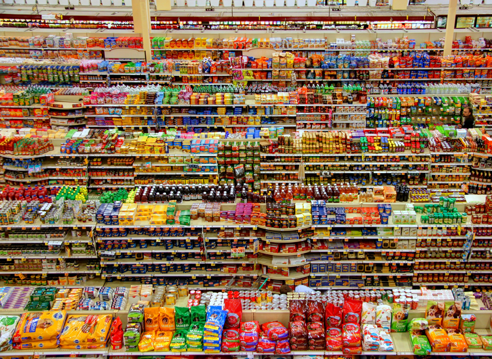 An aerial shot of the groceries section of the Fred Meyer superstore in Redmond, WA.