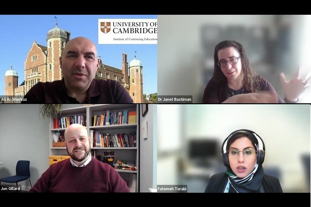 The panel clockwise from top left: Ali Al-Sherbaz, Janet Bastiman, Fatemeh Torabi and Jonathan Gillard