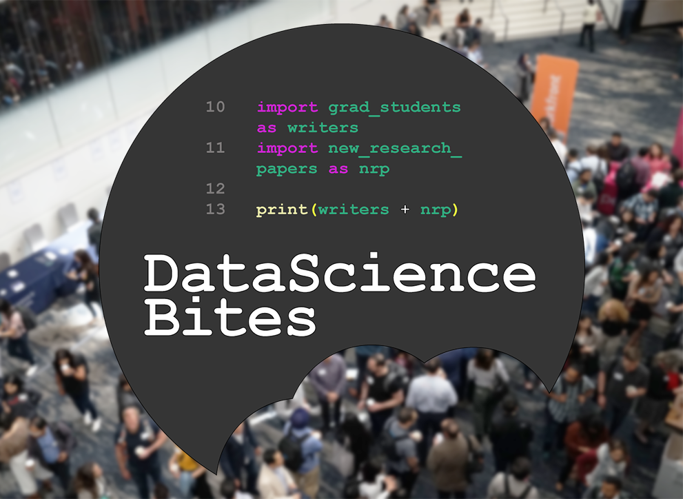 DataScienceBites logo overlaid on a busy conference scene.