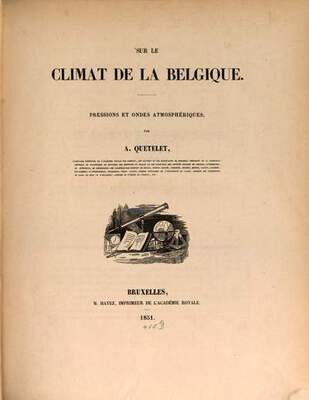Title page of Adolphe Quetelet's 'On the climate of Belgium'.
