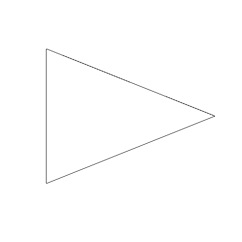 Outline of a triangle pointing to the right against a white background.