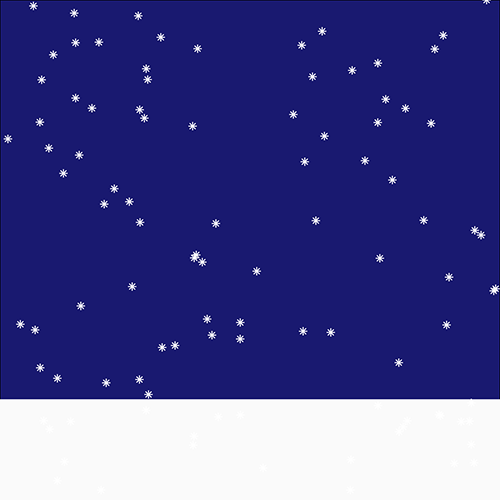 Dark blue square with off-white rectangle at the bottom and small random white stars.