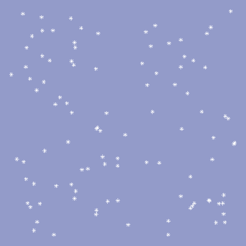 Purple square with white snowflakes.