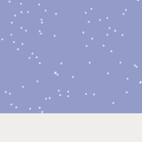 Purple square with white snowflakes and off-white rectangle at the bottom.